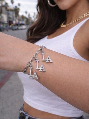 Silver LA Charm Bracelet - NIB